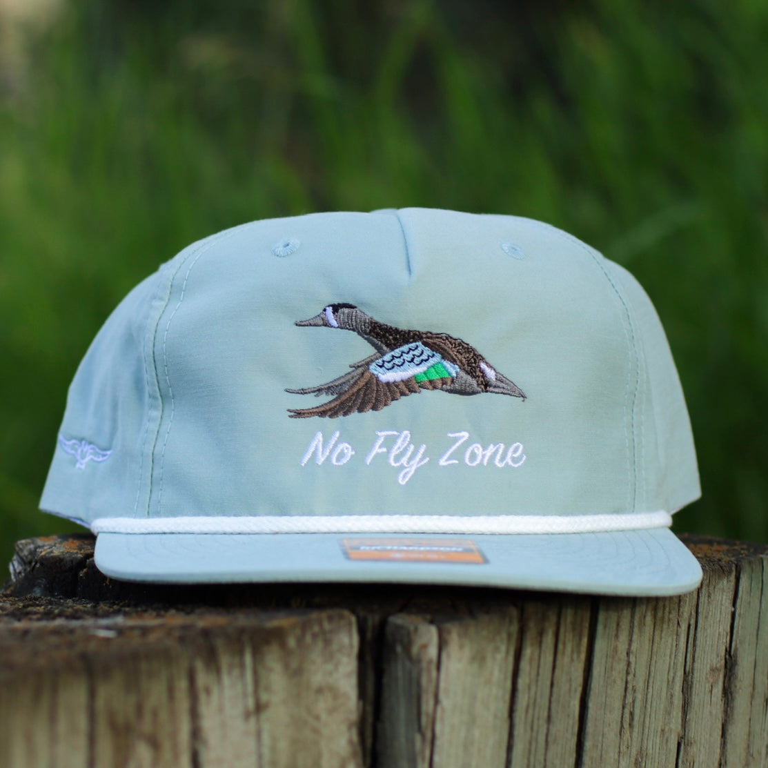 no fly zone waterfowl teal rope hat color teal