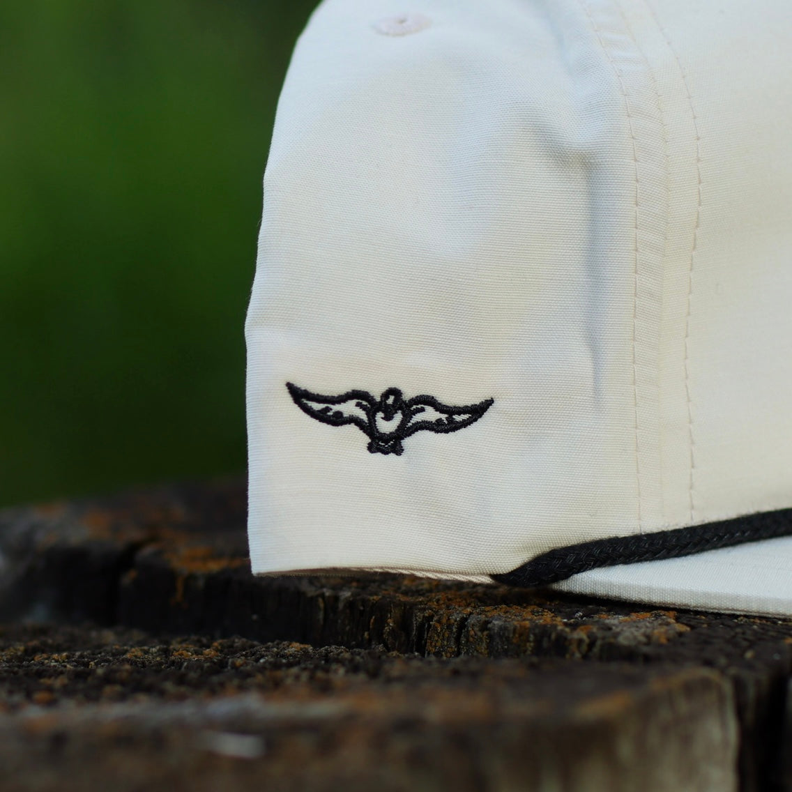 no fly zone waterfowl logo on richardson snow goose rope hat 